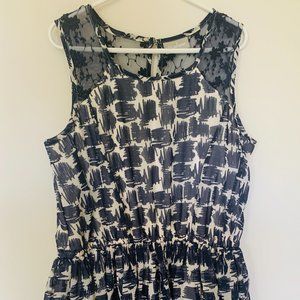 White Dress w/ Blue Swatch Pattern